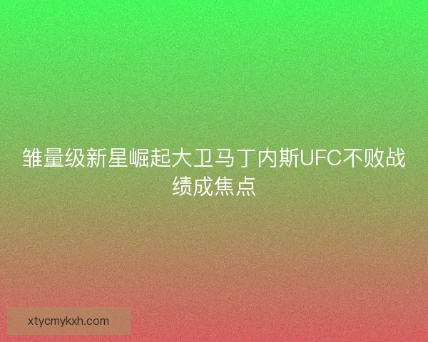 雏量级新星崛起大卫马丁内斯UFC不败战绩成焦点